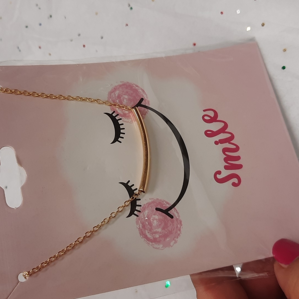 Smile Gold Tone fashion necklace